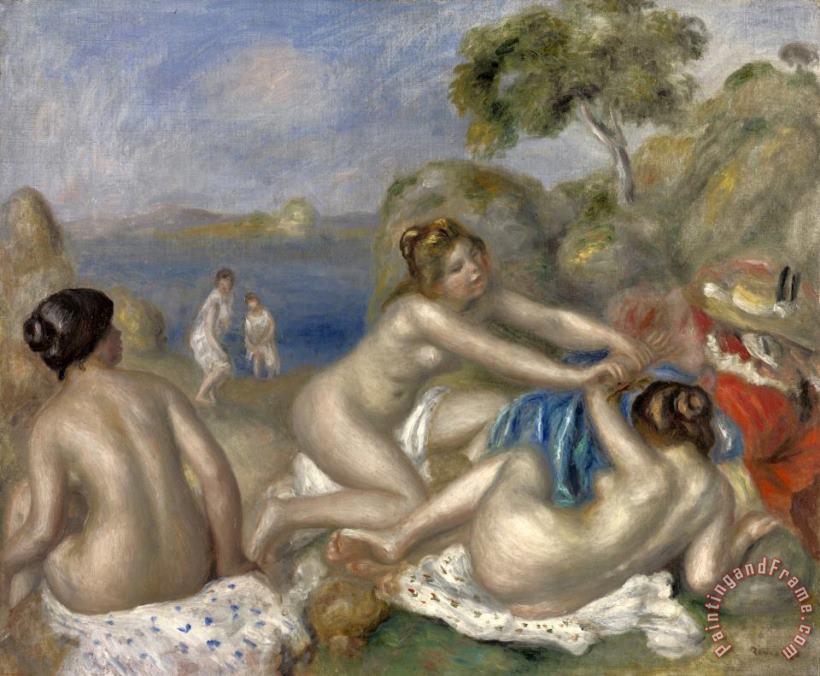 Bathers Playing with a Crab (trois Baigneuses Au Crabe) painting - Pierre Auguste Renoir Bathers Playing with a Crab (trois Baigneuses Au Crabe) Art Print