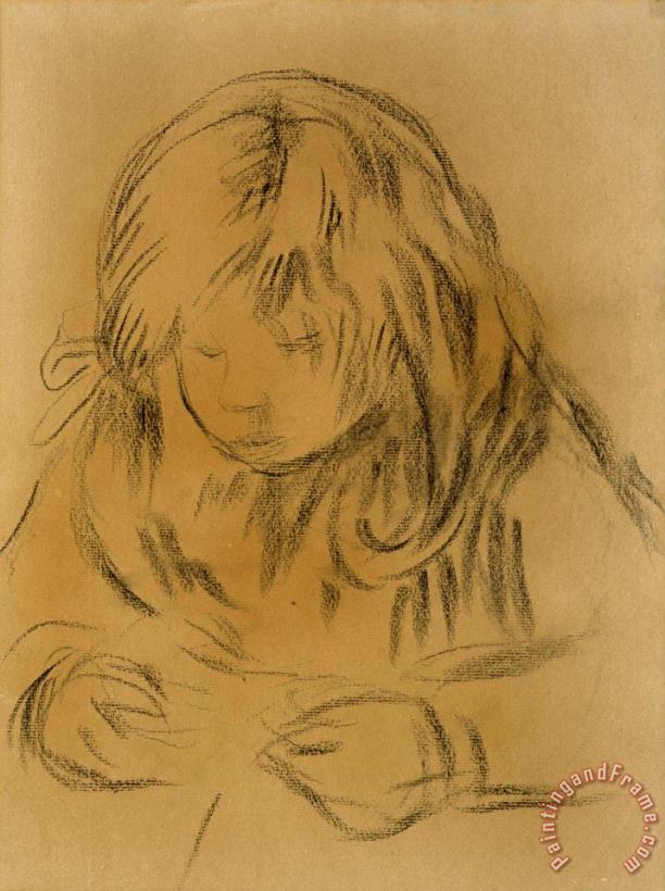 Pierre Auguste Renoir Child Sewing Art Print