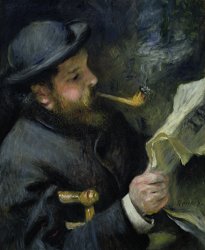 Pierre Auguste Renoir - Claude Monet reading a newspaper painting