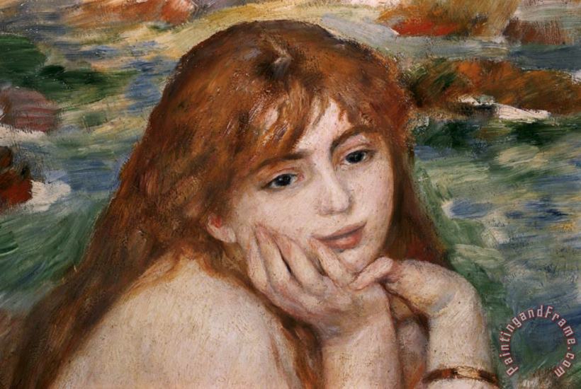Pierre Auguste Renoir Detail of Female Figure's Head From Seated Bather Art Print