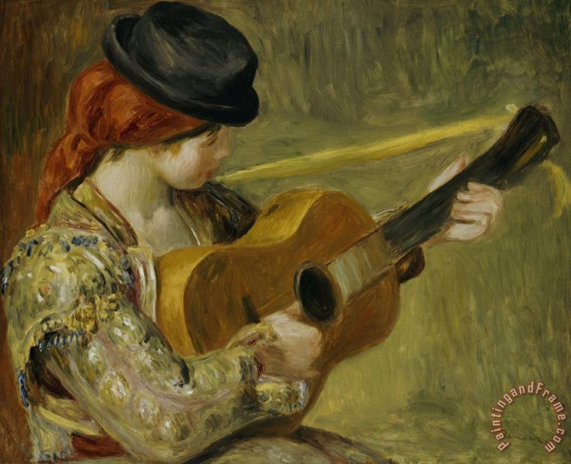 Girl with a Guitar painting - Pierre Auguste Renoir Girl with a Guitar Art Print
