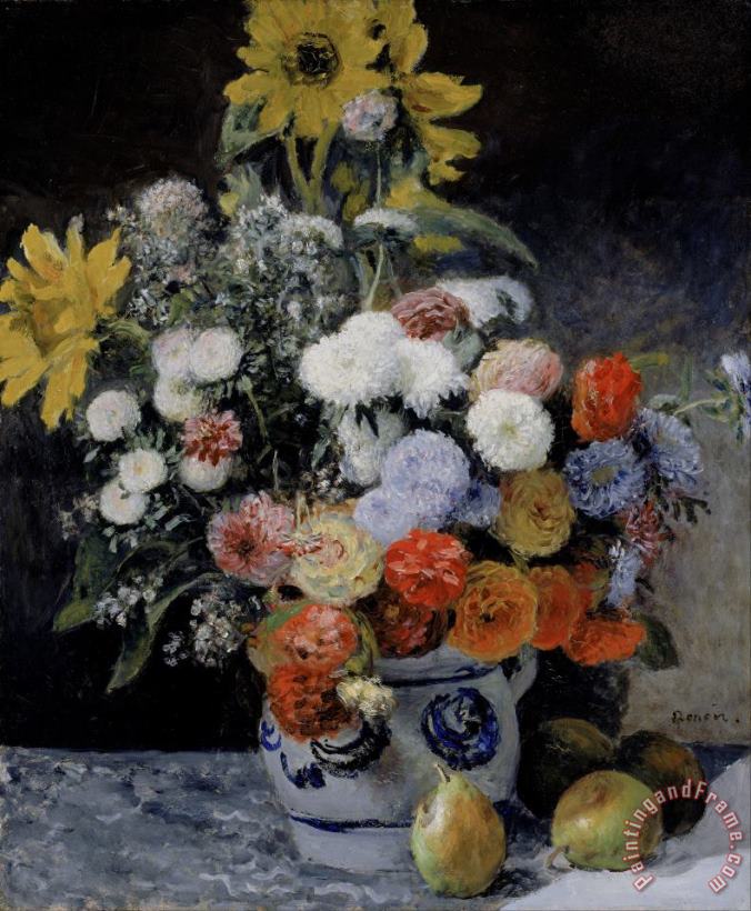 Pierre Auguste Renoir Mixed Flowers in an Earthenware Pot Art Painting
