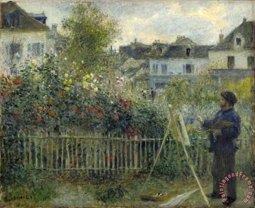 Monet Painting in His Garden at Argenteuil painting - Pierre Auguste Renoir Monet Painting in His Garden at Argenteuil Art Print