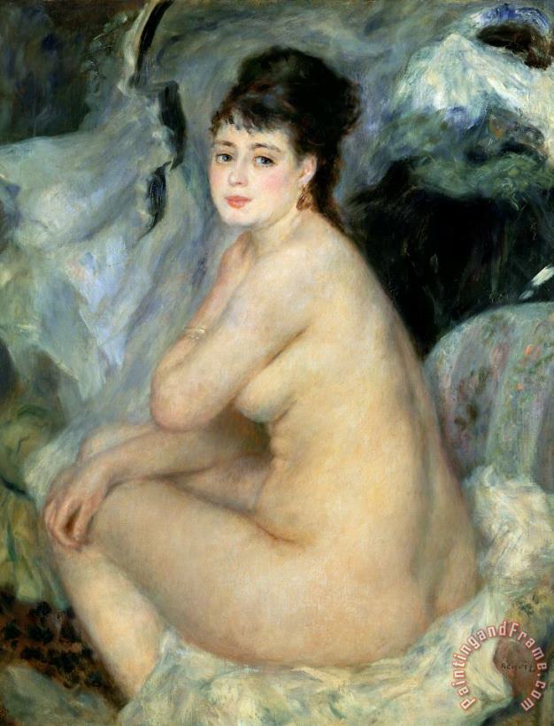Nude Or Nude Seated On A Sofa 1876 painting - Pierre Auguste Renoir Nude Or Nude Seated On A Sofa 1876 Art Print