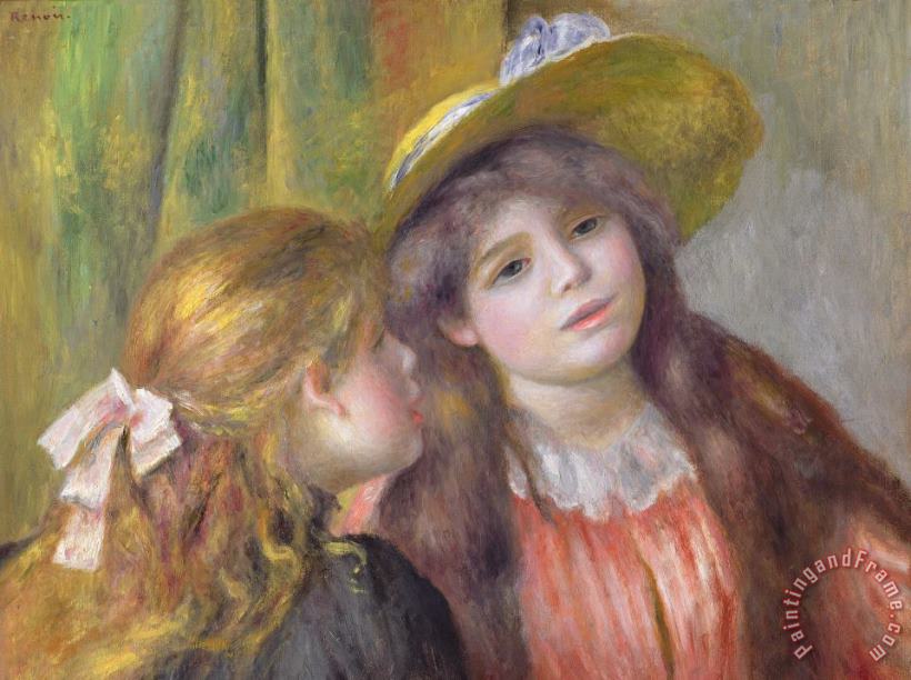 Portrait of Two Girls painting - Pierre Auguste Renoir Portrait of Two Girls Art Print