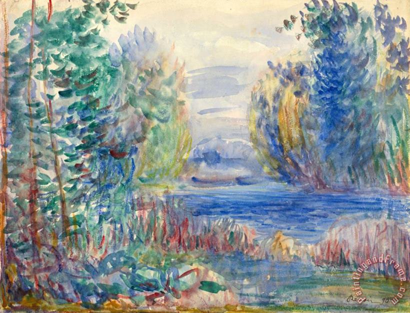 River Landscape, 1890 painting - Pierre Auguste Renoir River Landscape, 1890 Art Print