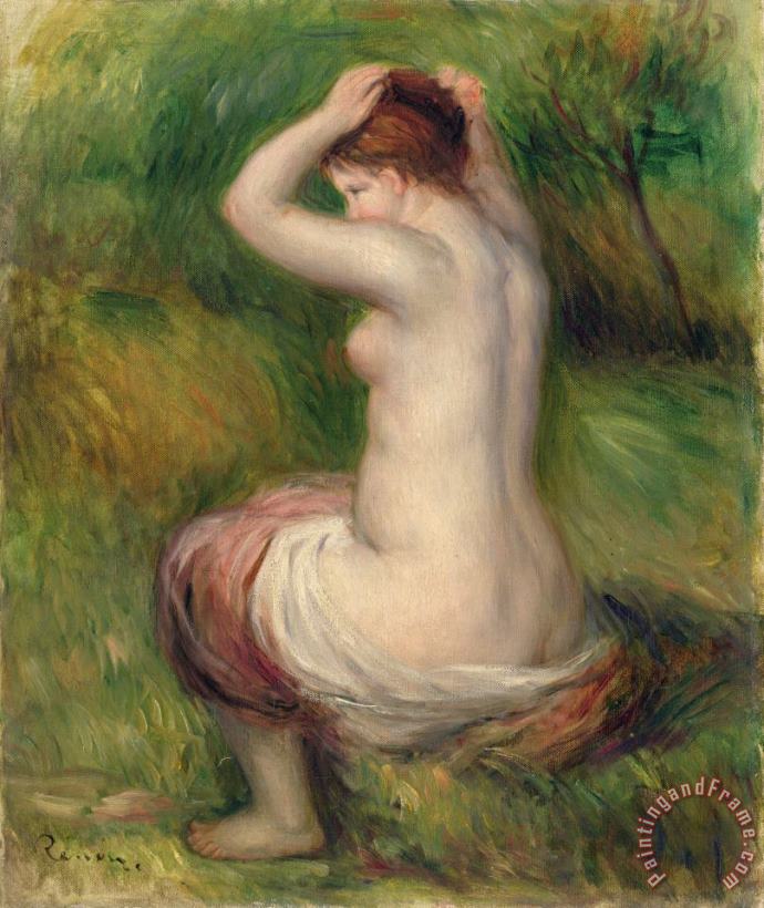Seated nude painting - Pierre Auguste Renoir Seated nude Art Print