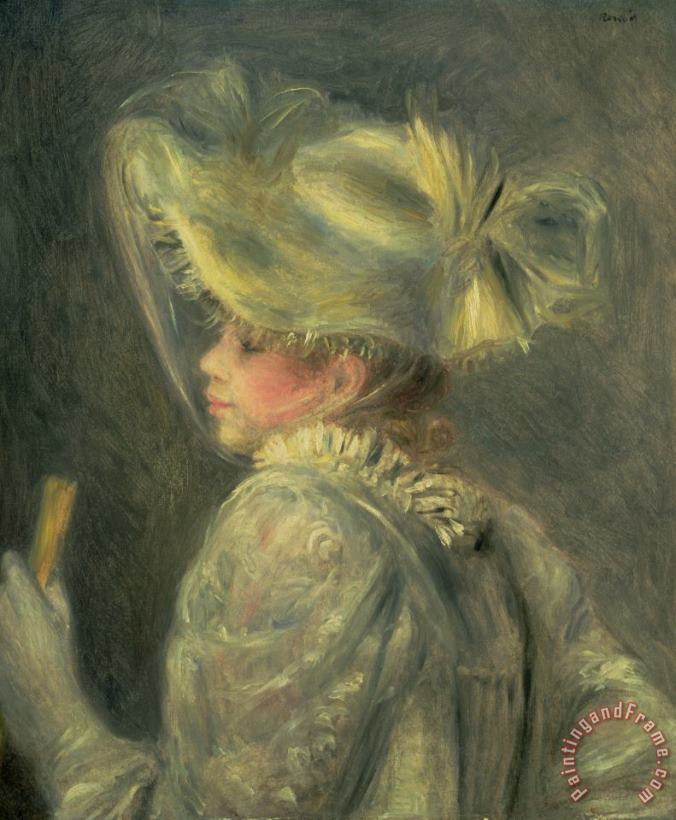 The White Hat painting - Pierre Auguste Renoir The White Hat Art Print