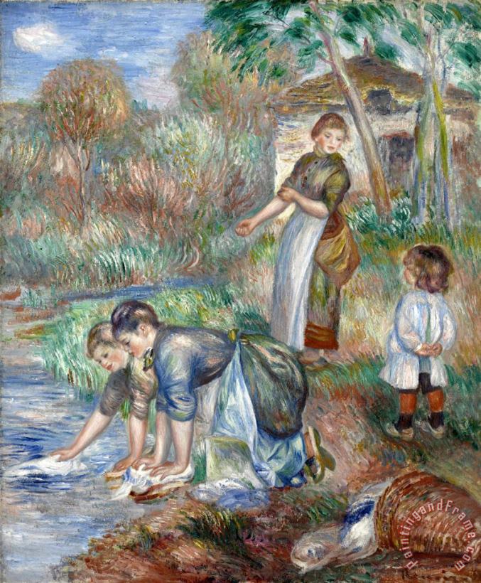 Washerwomen painting - Pierre Auguste Renoir Washerwomen Art Print
