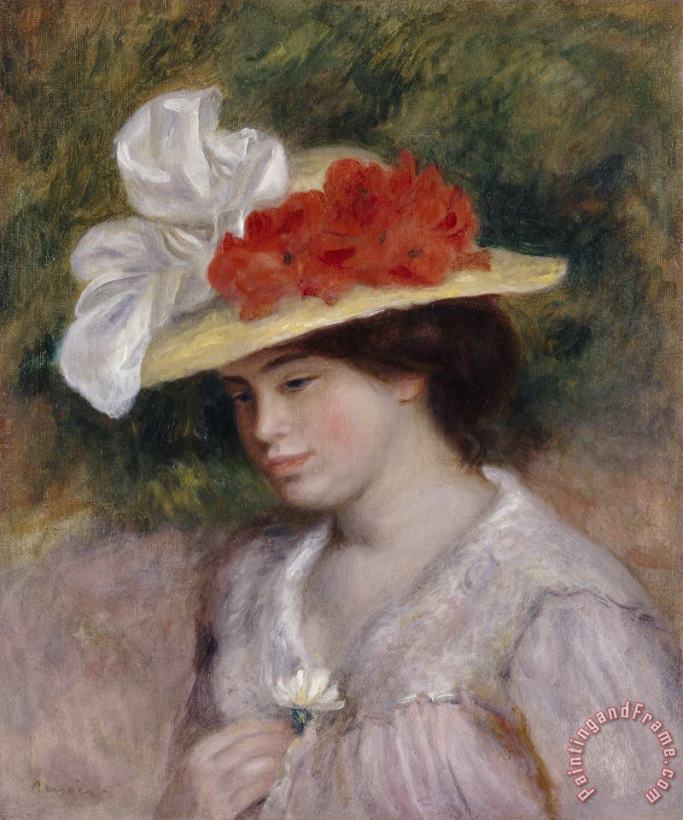 Pierre Auguste Renoir Woman in a Flowered Hat Art Print