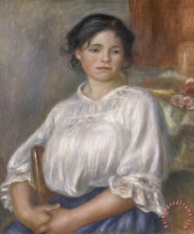 Young Girl Sitting on a Chair painting - Pierre Auguste Renoir Young Girl Sitting on a Chair Art Print