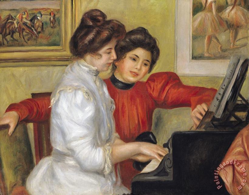  Yvonne and Christine Lerolle at the piano painting - Pierre Auguste Renoir  Yvonne and Christine Lerolle at the piano Art Print