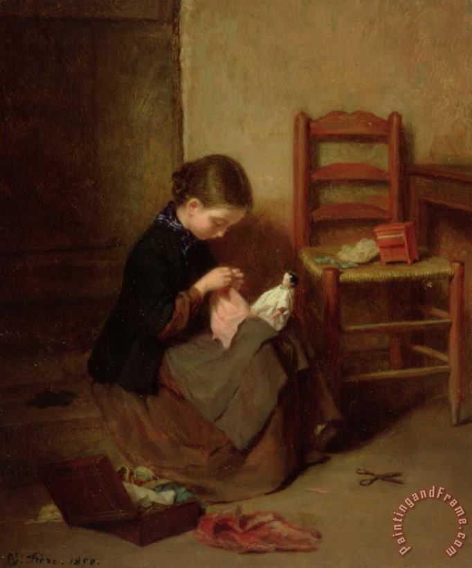 Pierre Edouard Frere The Little Dressmaker Art Painting