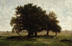 Pierre Etienne Theodore Rousseau - Holm Oaks painting
