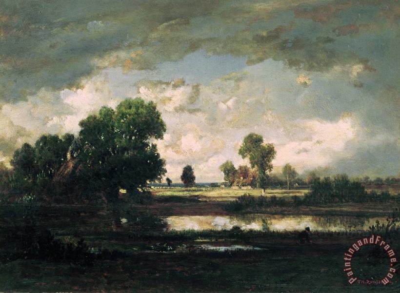 Pierre Etienne Theodore Rousseau The Pool with a Stormy Sky Art Painting