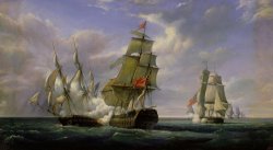 Pierre Julien Gilbert - Combat between the French Frigate La Canonniere and the English Vessel The Tremendous painting