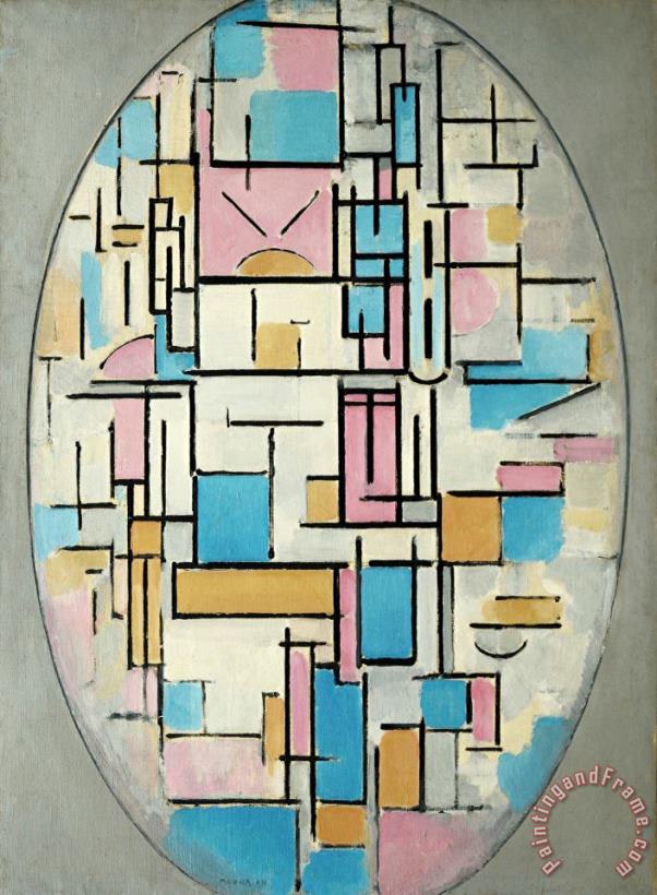 Piet Mondrian Composition in Oval with Color Planes 1 Art Painting