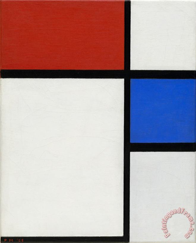 Piet Mondrian Composition No. Ii, with Red And Blue Art Painting