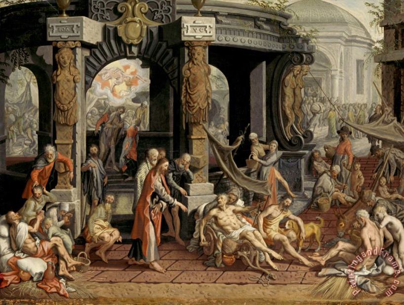 The Healing of The Paralytic, Pool of Bethesda painting - Pieter Aertsen The Healing of The Paralytic, Pool of Bethesda Art Print
