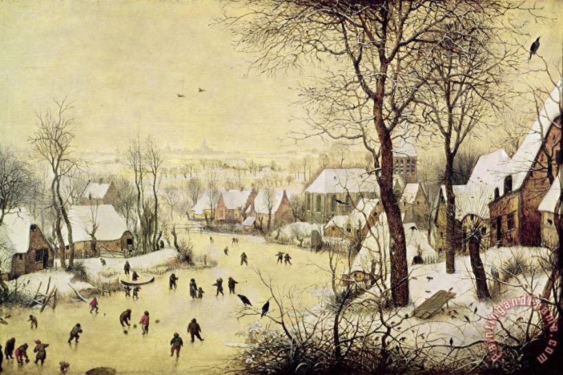Winter Landscape With Skaters And A Bird Trap painting - Pieter Bruegel the Elder Winter Landscape With Skaters And A Bird Trap Art Print