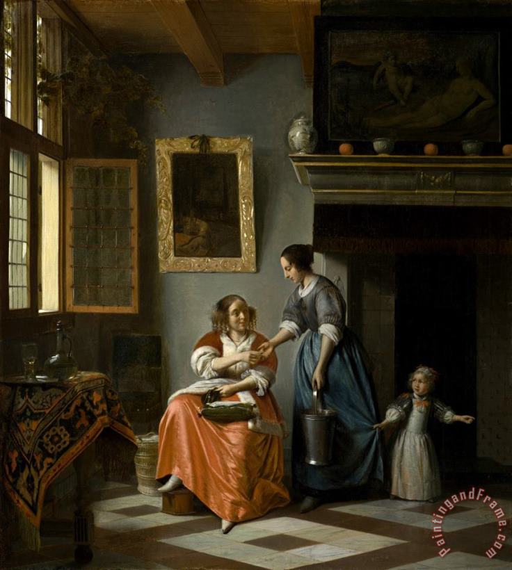Pieter de Hooch Woman Giving Money to a Servant Art Print
