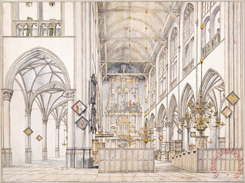 Pieter Jansz Saenredam Interior of The Church of St. Lawrence (groote Kerk Or Great Church) in Alkmaar, 1661 Art Painting