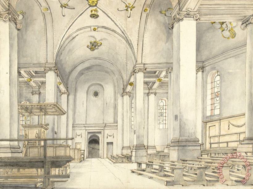 Pieter Jansz Saenredam Nave of The Nieuwe Kerk in Haarlem, From East to West Art Painting