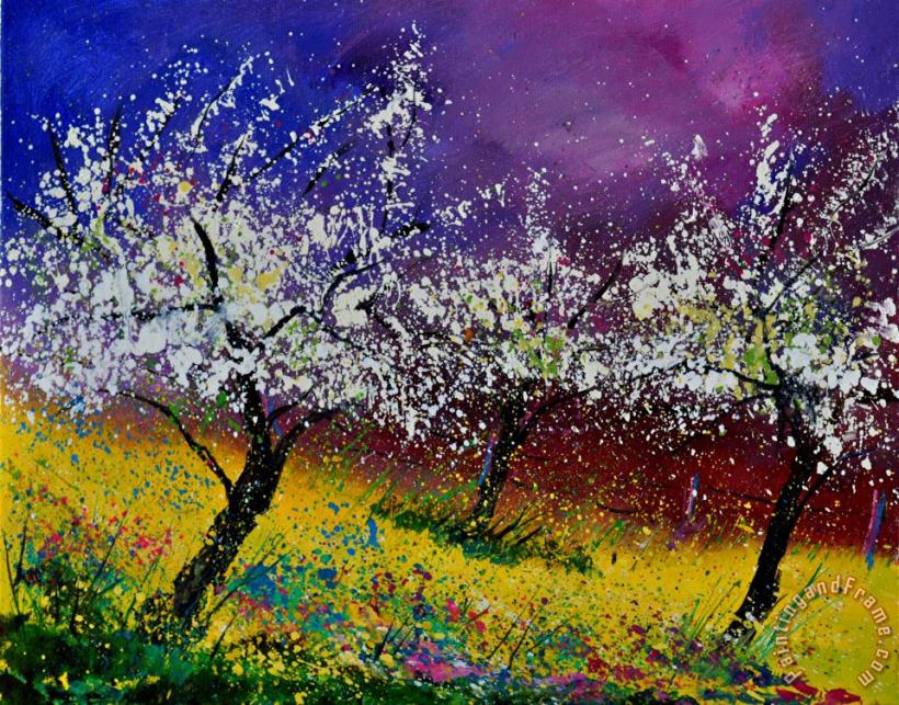 Appletrees In Blossom 450160 painting - Pol Ledent Appletrees In Blossom 450160 Art Print