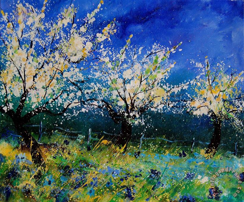 Blooming appletrees 56 painting - Pol Ledent Blooming appletrees 56 Art Print