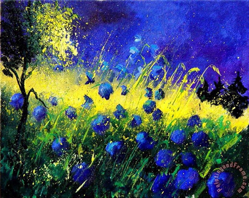 Blue Poppies painting - Pol Ledent Blue Poppies Art Print
