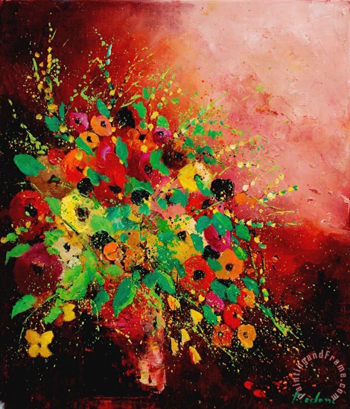 Bunch of flowers 0507 painting - Pol Ledent Bunch of flowers 0507 Art Print