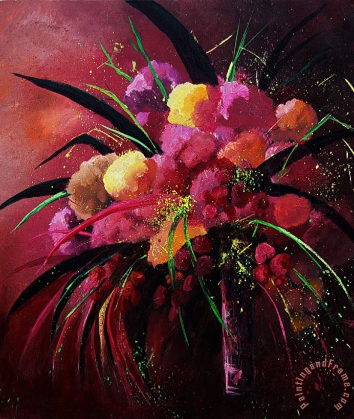 Pol Ledent Bunch Of Red Flowers Art Painting