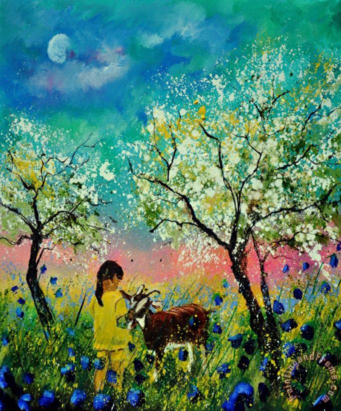 In the orchard painting - Pol Ledent In the orchard Art Print