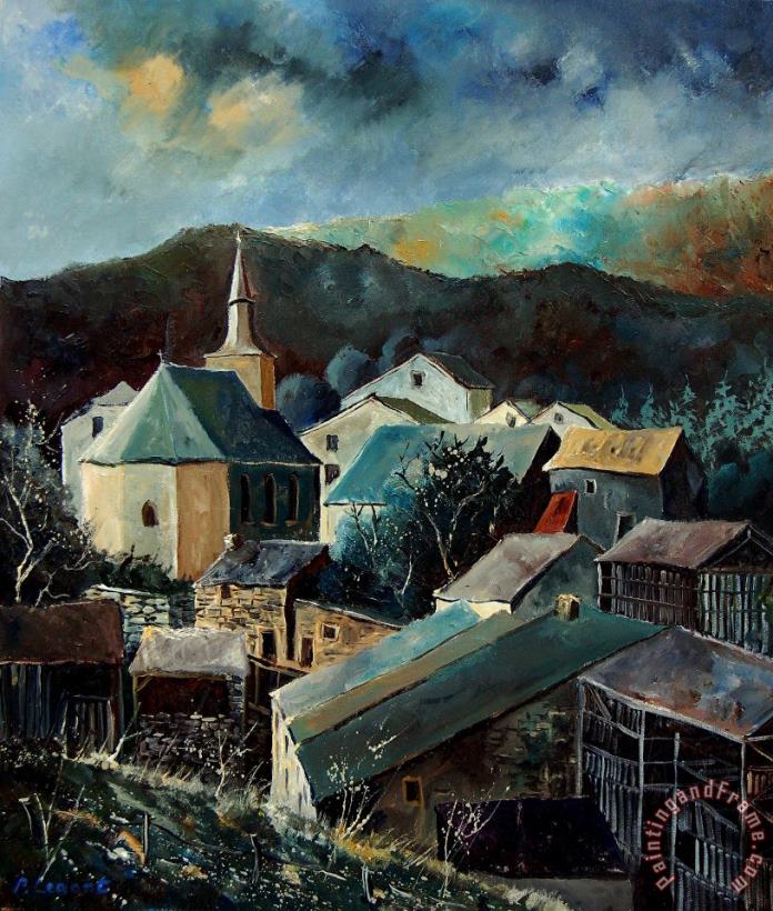 Laforet village painting - Pol Ledent Laforet village Art Print