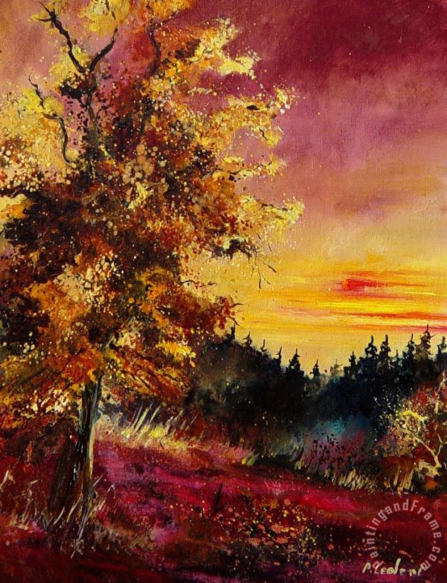 Pol Ledent Old oak at sunset Art Painting