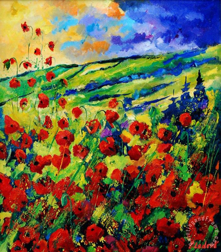 Poppies 78 painting - Pol Ledent Poppies 78 Art Print