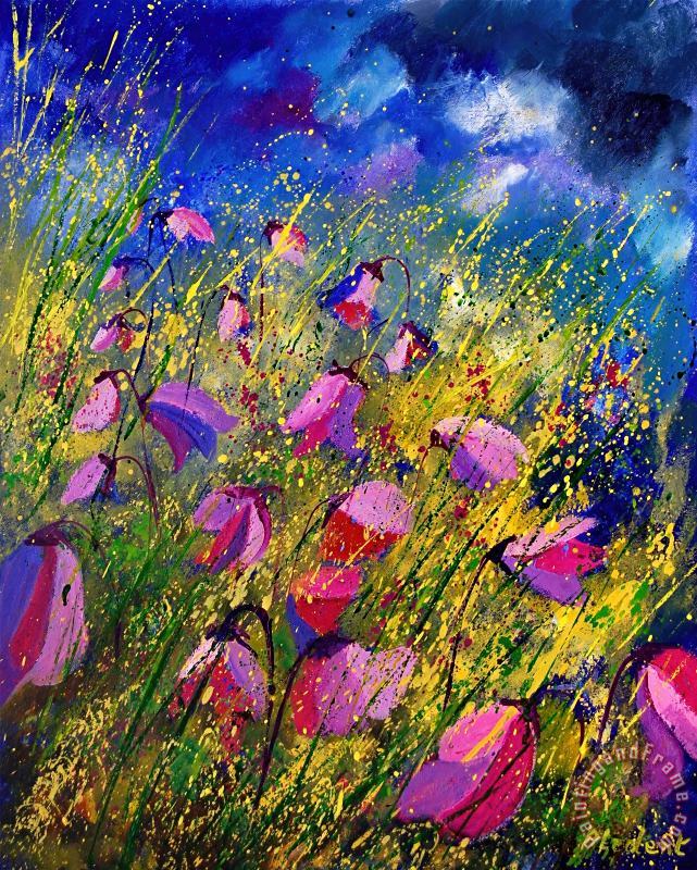 Purple Wild Flowers painting - Pol Ledent Purple Wild Flowers Art Print