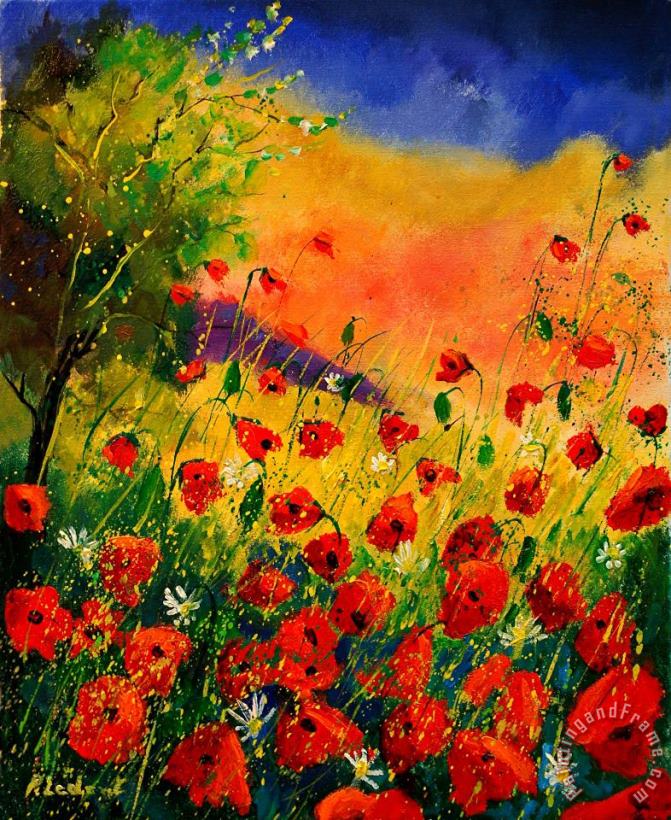 Red Poppies 45 painting - Pol Ledent Red Poppies 45 Art Print
