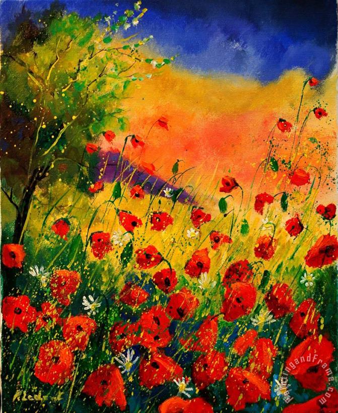Red Poppies 451 painting - Pol Ledent Red Poppies 451 Art Print