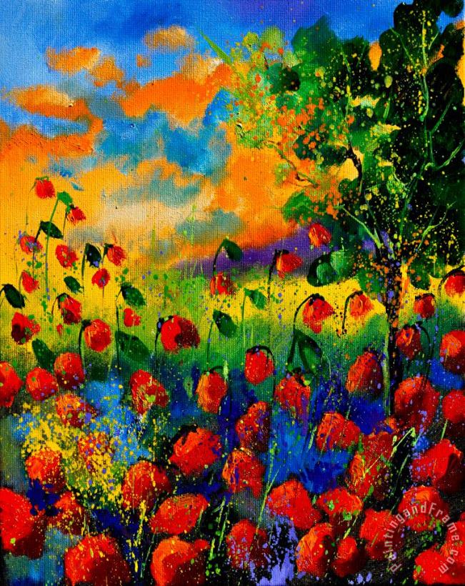 Red Poppies 45150 painting - Pol Ledent Red Poppies 45150 Art Print