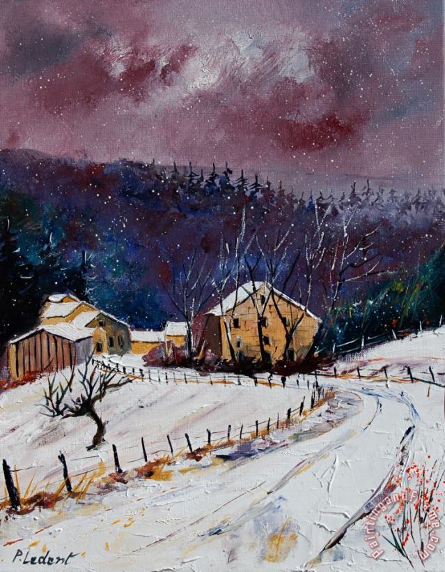 Snow In Sechery painting - Pol Ledent Snow In Sechery Art Print