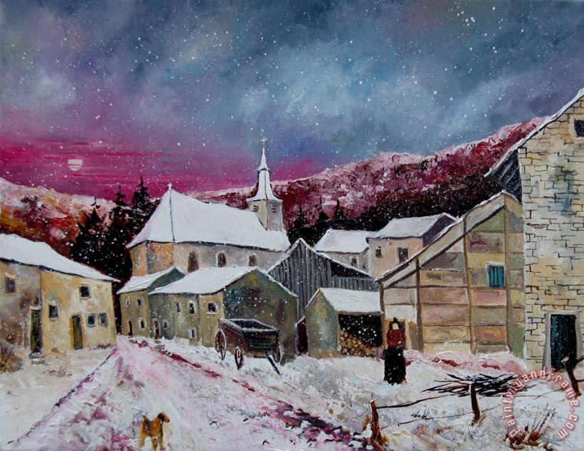 Pol Ledent Snow Is Falling Art Painting