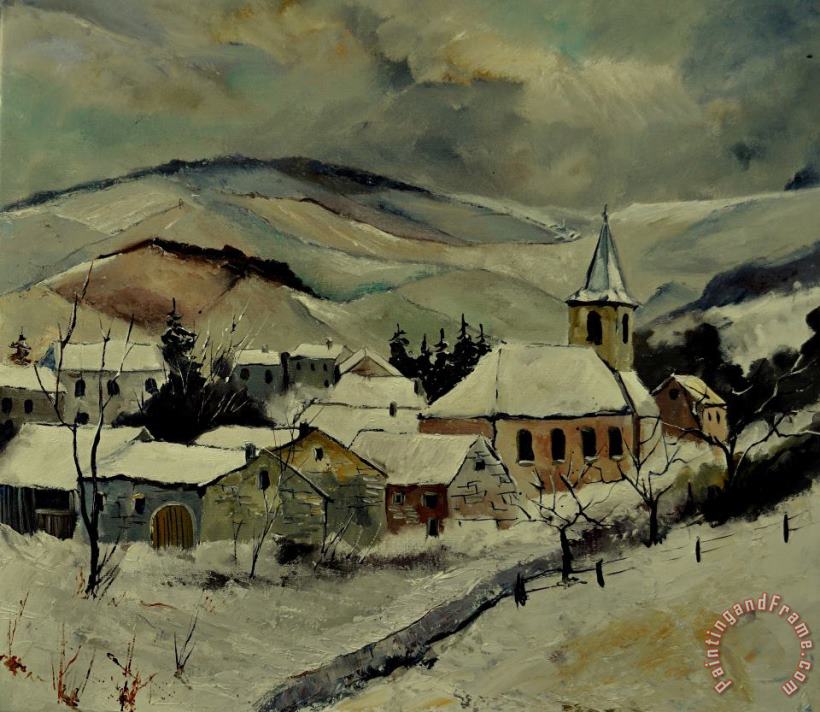 Snowy landscape 780121 painting - Pol Ledent Snowy landscape 780121 Art Print