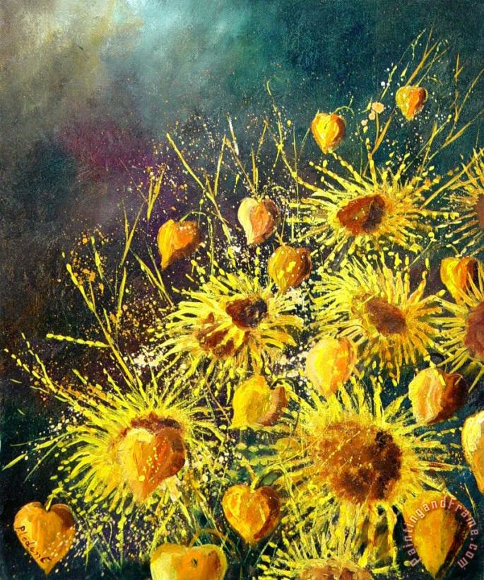 Sunflowers painting - Pol Ledent Sunflowers Art Print