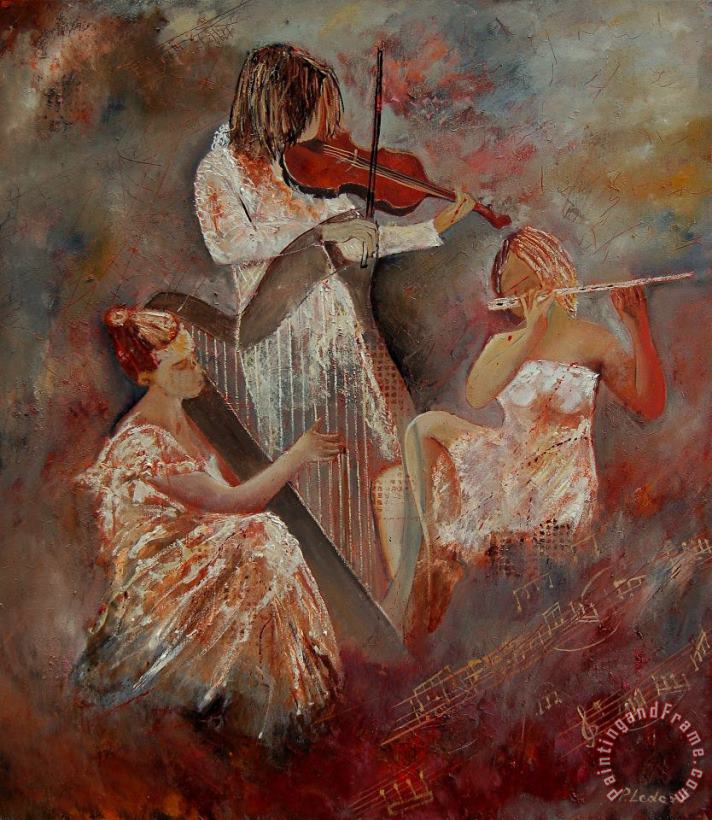 Three musicians painting - Pol Ledent Three musicians Art Print