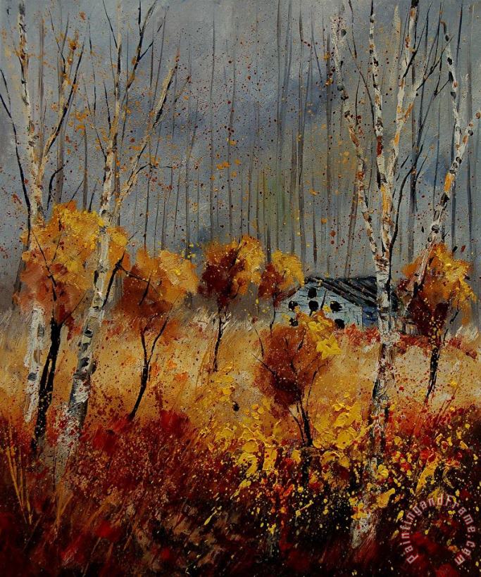 Windy autumn landscape painting - Pol Ledent Windy autumn landscape Art Print