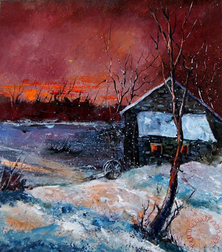 Pol Ledent Winter Sunset Art Painting