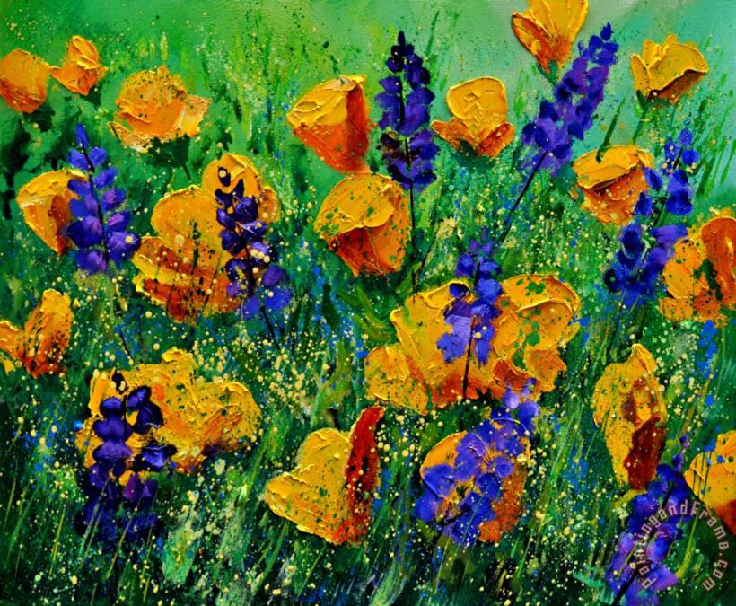 Yellow Poppies 560190 painting - Pol Ledent Yellow Poppies 560190 Art Print