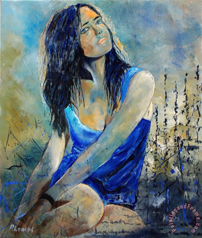 Young Girl In Blue painting - Pol Ledent Young Girl In Blue Art Print