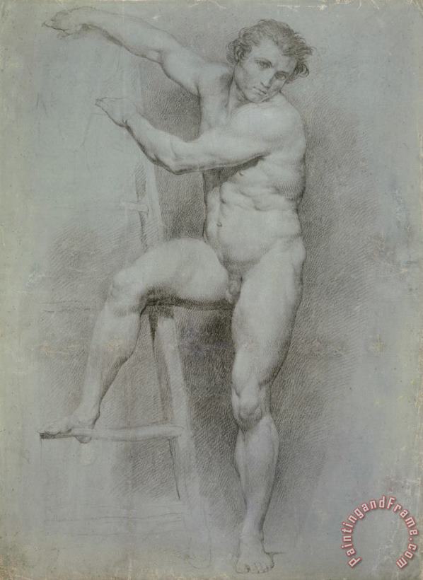 Male Nude Leaning on a Ladder painting - Pompeo Batoni Male Nude Leaning on a Ladder Art Print